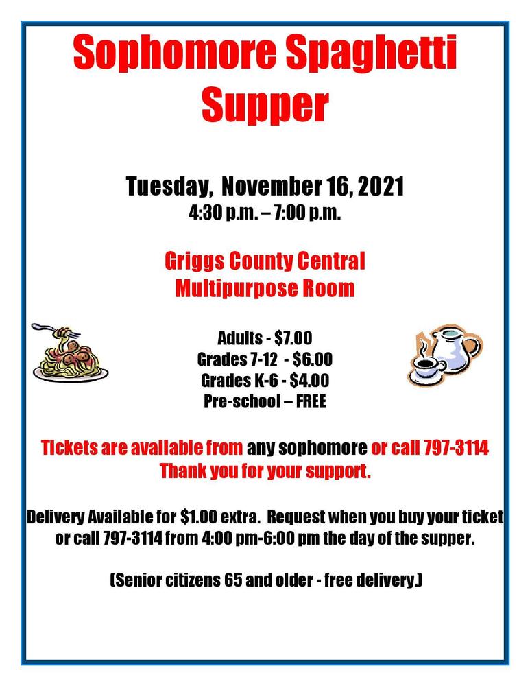Sophomore Spaghetti Supper Flyer