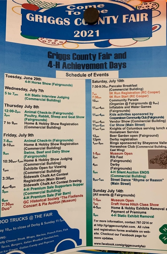 Griggs County Fair Schedule