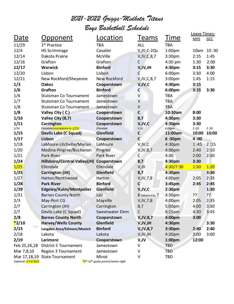Boys Bball Sched UPDATE 1/14/22